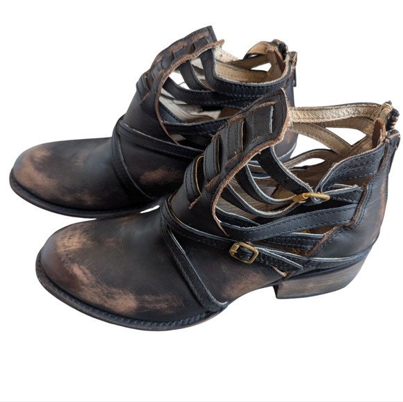 FREEBIRD by Steven FB Stair Ankle Boots 8 Distressed Leather - Picture 2 of 5